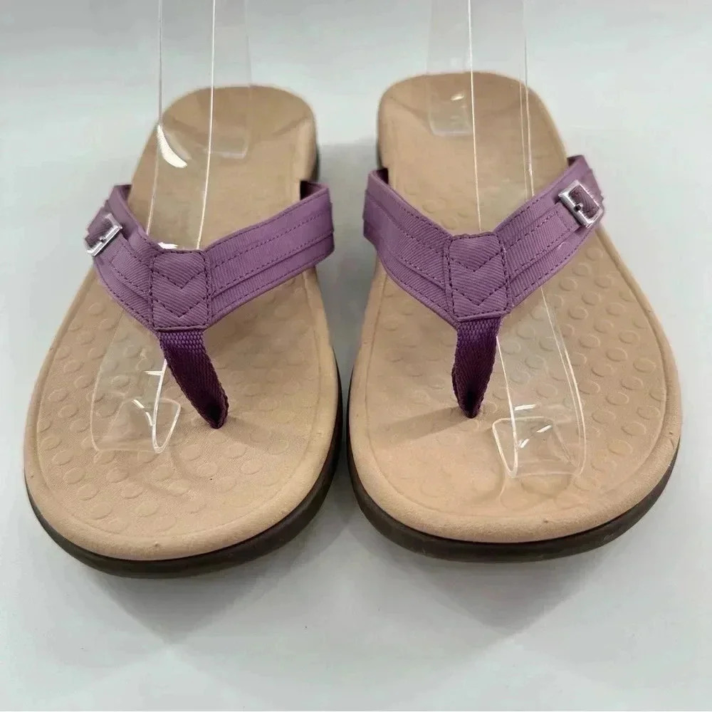 New Vionic Patty womens sandals size 10 42 purple canvas thong flip flops - Picture 5 of 14